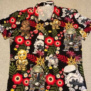 Star Wars Hawaiian Shirt Luau Sz S Polyester Blend